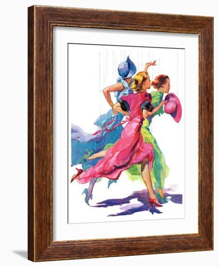 "Three Women Running from Rain,"April 2, 1932-John LaGatta-Framed Giclee Print