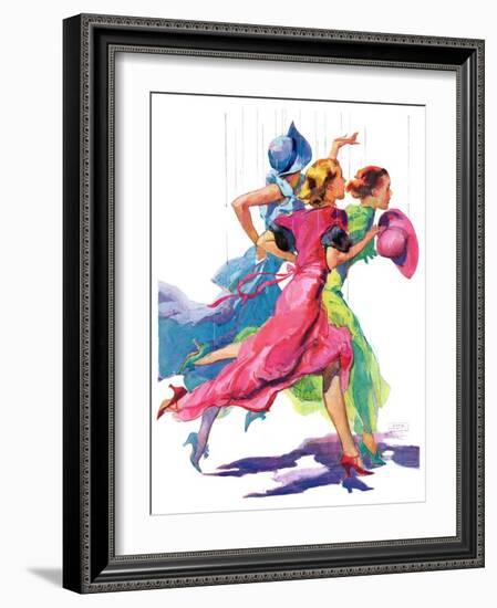 "Three Women Running from Rain,"April 2, 1932-John LaGatta-Framed Giclee Print