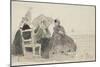 Three Women Seated on Chairs on a Beach-Eugene Louis Boudin-Mounted Giclee Print