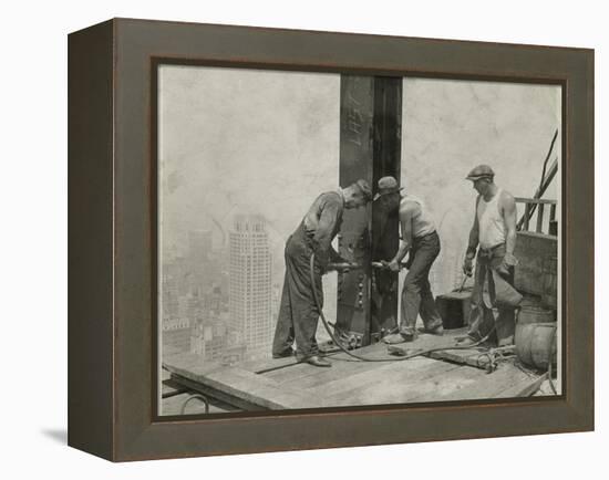 Three Workers Securing a Rivet, Empire State Building, 1931 (Gelatin Silver Print)-Lewis Wickes Hine-Framed Premier Image Canvas