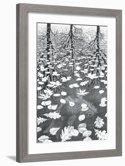 Three Worlds-M^ C^ Escher-Framed Art Print