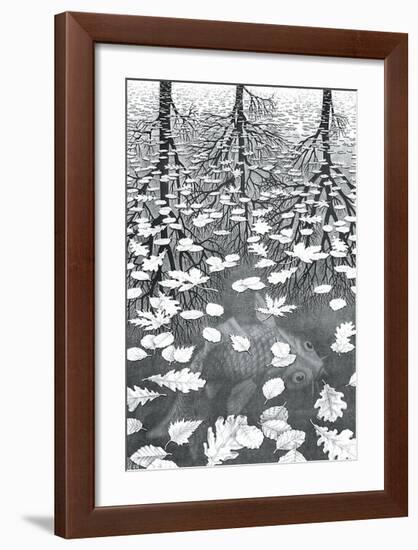 Three Worlds-M^ C^ Escher-Framed Art Print