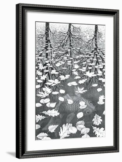 Three Worlds-M^ C^ Escher-Framed Art Print