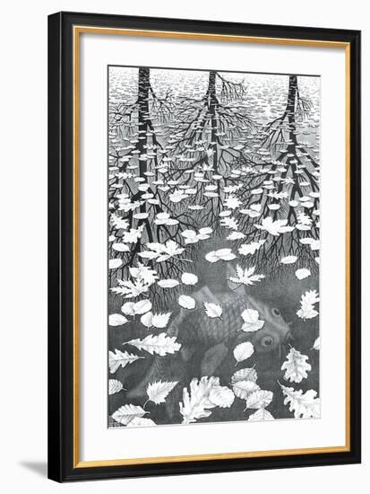 Three Worlds-M^ C^ Escher-Framed Art Print