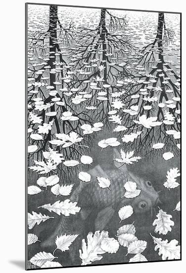 Three Worlds-M^ C^ Escher-Mounted Art Print