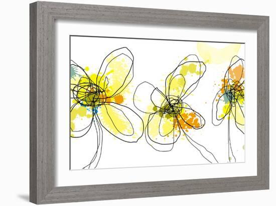 Three Yellow Flowers-Jan Weiss-Framed Art Print