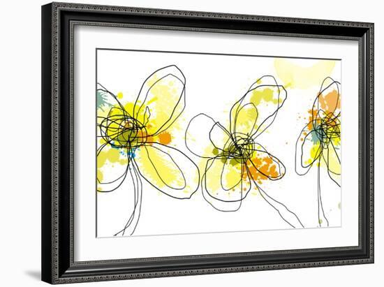 Three Yellow Flowers-Jan Weiss-Framed Art Print