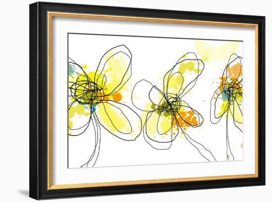 Three Yellow Flowers-Jan Weiss-Framed Art Print