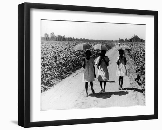 Three Young Barefoot African American Sharecroppers' Daughters on their Way to Sunday School-Alfred Eisenstaedt-Framed Photographic Print