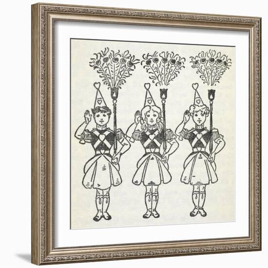 Three Young Girls, Dressed in Handsome Red Uniforms Trimmed With Gold ...'-William Denslow-Framed Giclee Print