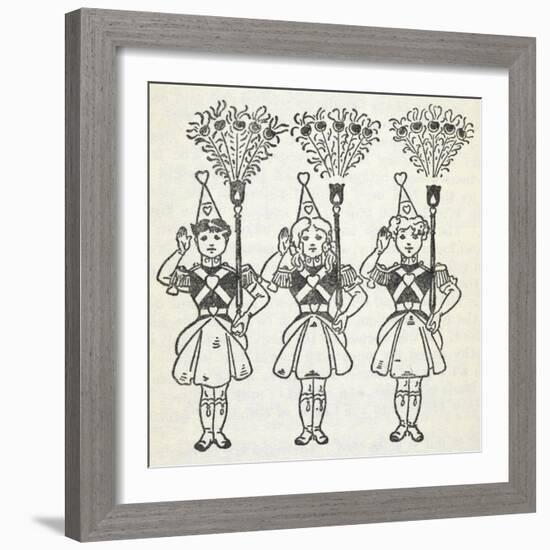 Three Young Girls, Dressed in Handsome Red Uniforms Trimmed With Gold ...'-William Denslow-Framed Giclee Print