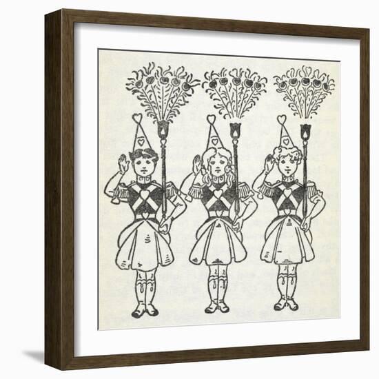 Three Young Girls, Dressed in Handsome Red Uniforms Trimmed With Gold ...'-William Denslow-Framed Giclee Print