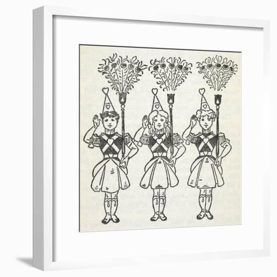 Three Young Girls, Dressed in Handsome Red Uniforms Trimmed With Gold ...'-William Denslow-Framed Giclee Print