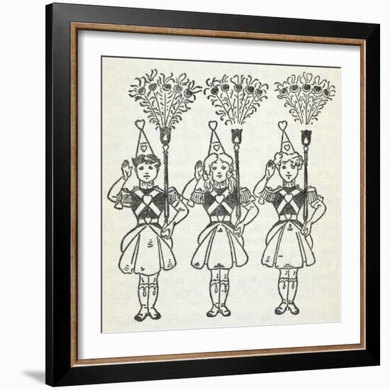 Three Young Girls, Dressed in Handsome Red Uniforms Trimmed With Gold ...'-William Denslow-Framed Giclee Print