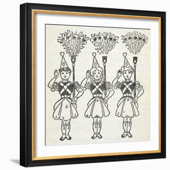 Three Young Girls, Dressed in Handsome Red Uniforms Trimmed With Gold ...'-William Denslow-Framed Giclee Print