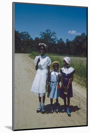 Three Young Girls in Collared Dresses, Edisto Island, South Carolina, 1956-Walter Sanders-Mounted Photographic Print