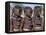 Three Young Girls, their Bodies Lightly Smeared with Red Ochre Mixture, Namibia-Nigel Pavitt-Framed Premier Image Canvas