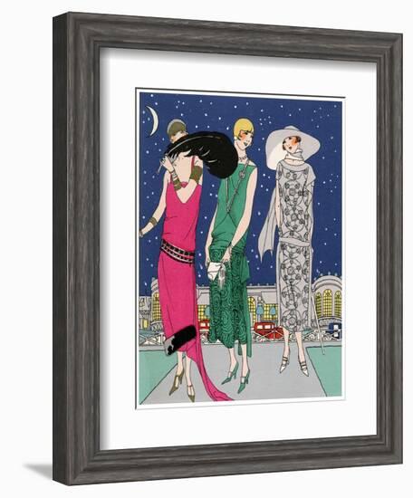 Three Young Ladies in Evening Outfits by Worth-null-Framed Art Print