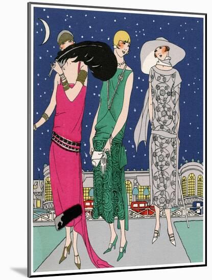 Three Young Ladies in Evening Outfits by Worth-null-Mounted Art Print