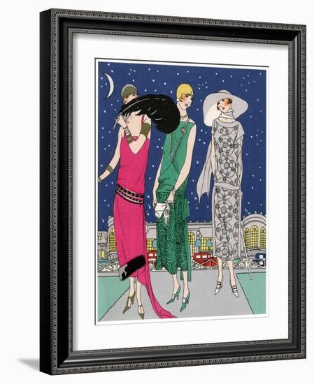 Three Young Ladies in Evening Outfits by Worth-null-Framed Art Print