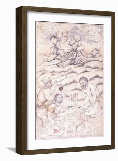 Three Young Men in a Landscape, C. Mid 17th Century (Pen and Wash on Paper)-null-Framed Giclee Print