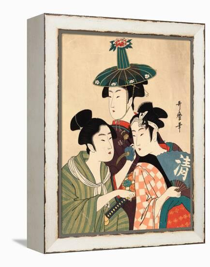 Three Young Men or Women, Between 1780 and 1806-Kitagawa Utamaro-Framed Premier Image Canvas