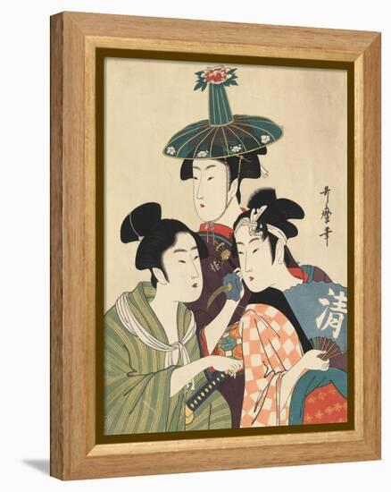 Three Young Men or Women-Kitagawa Utamaro-Framed Premier Image Canvas