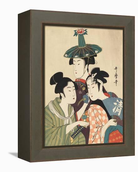 Three Young Men or Women-Kitagawa Utamaro-Framed Premier Image Canvas