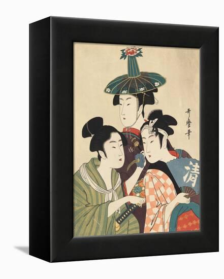 Three Young Men or Women-Kitagawa Utamaro-Framed Premier Image Canvas