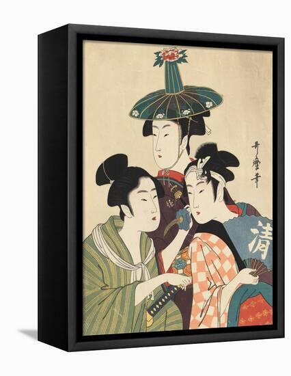 Three Young Men or Women-Kitagawa Utamaro-Framed Premier Image Canvas