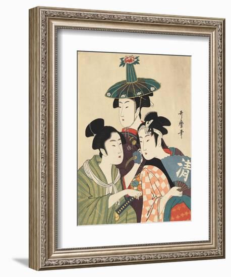 Three Young Men or Women-Kitagawa Utamaro-Framed Giclee Print