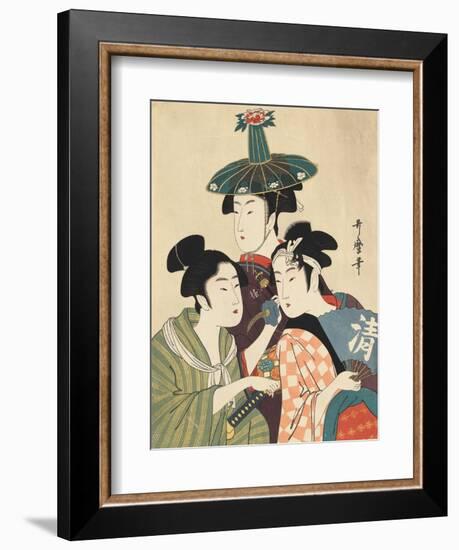 Three Young Men or Women-Kitagawa Utamaro-Framed Giclee Print