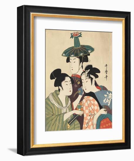 Three Young Men or Women-Kitagawa Utamaro-Framed Giclee Print