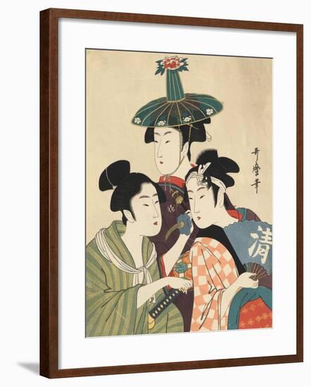 Three Young Men or Women-Kitagawa Utamaro-Framed Giclee Print