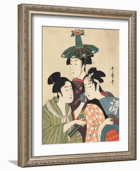 Three Young Men or Women-Kitagawa Utamaro-Framed Giclee Print