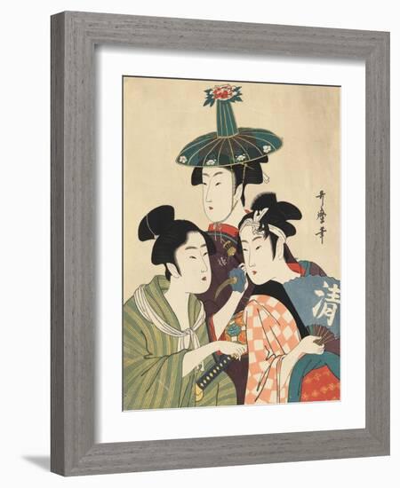 Three Young Men or Women-Kitagawa Utamaro-Framed Giclee Print