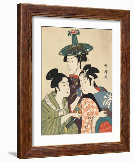 Three Young Men or Women-Kitagawa Utamaro-Framed Giclee Print