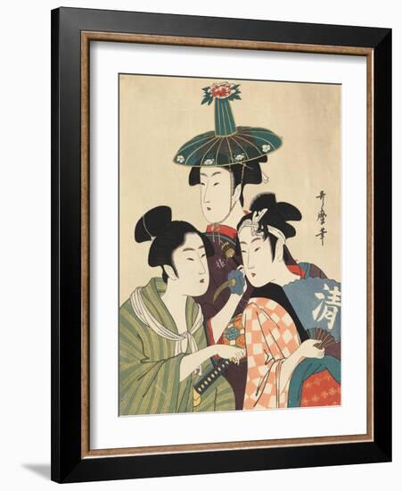 Three Young Men or Women-Kitagawa Utamaro-Framed Giclee Print