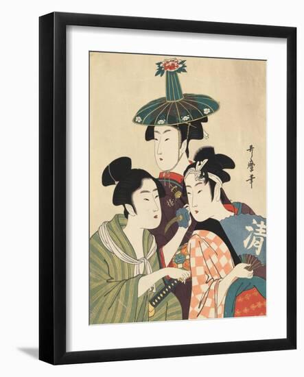 Three Young Men or Women-Kitagawa Utamaro-Framed Giclee Print