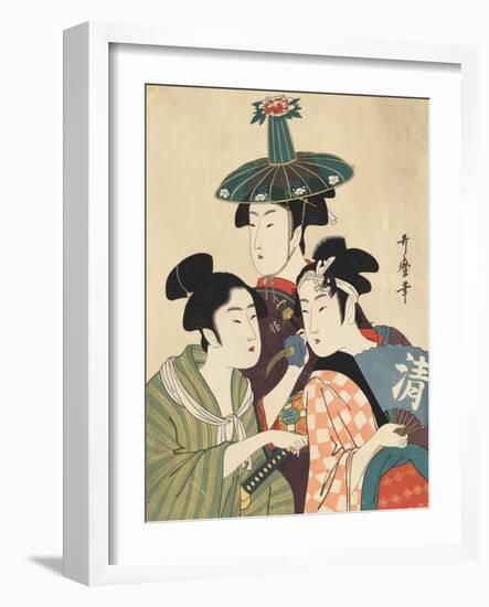 Three Young Men or Women-Kitagawa Utamaro-Framed Giclee Print