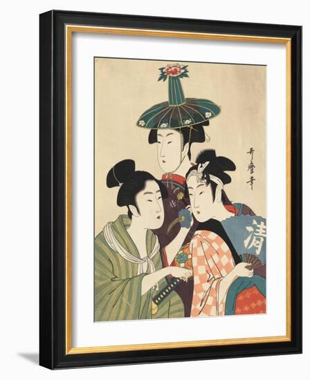 Three Young Men or Women-Kitagawa Utamaro-Framed Giclee Print