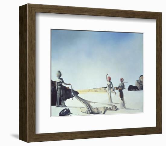 Three Young Surrealist Women Holding in their Arms the Skins of an Orchestra, 1936-Salvador Dalí-Framed Art Print