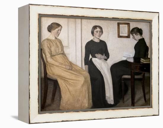 Three young women, 1895-Vilhelm Hammershoi-Framed Premier Image Canvas