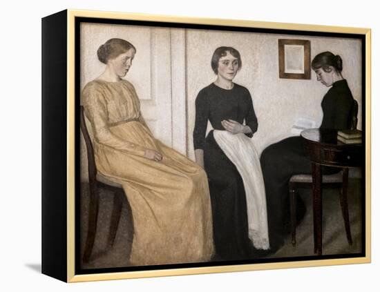 Three young women, 1895-Vilhelm Hammershoi-Framed Premier Image Canvas