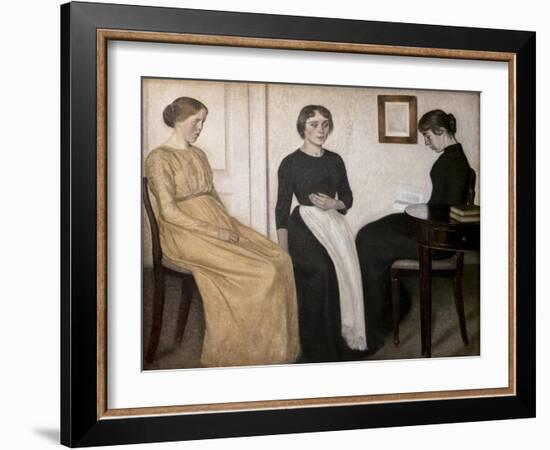 Three young women, 1895-Vilhelm Hammershoi-Framed Giclee Print