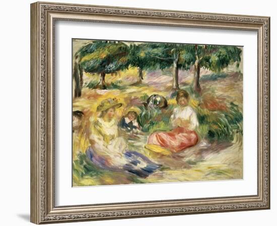 Three Young Women in a Park-Pierre-Auguste Renoir-Framed Giclee Print