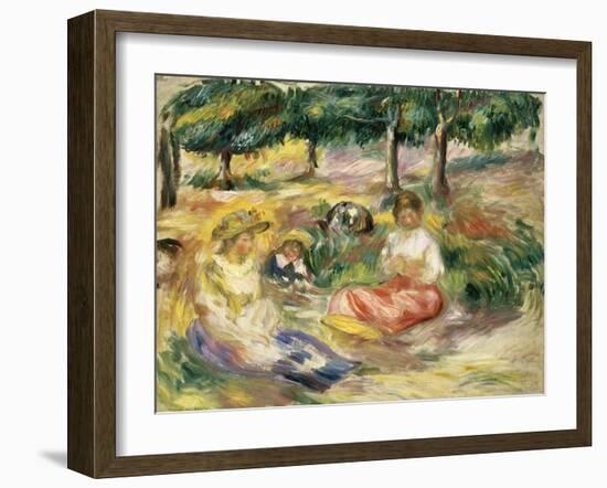 Three Young Women in a Park-Pierre-Auguste Renoir-Framed Giclee Print