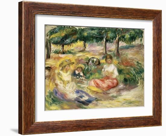 Three Young Women in a Park-Pierre-Auguste Renoir-Framed Giclee Print