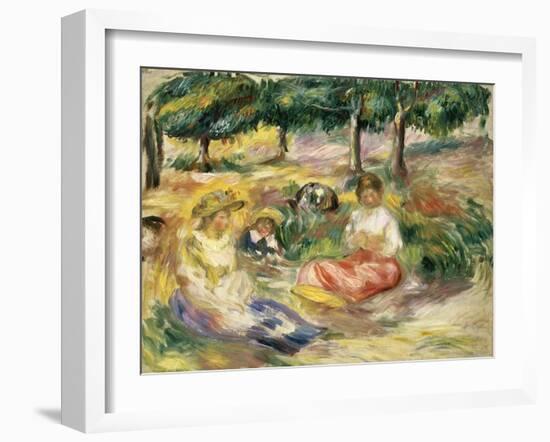 Three Young Women in a Park-Pierre-Auguste Renoir-Framed Giclee Print