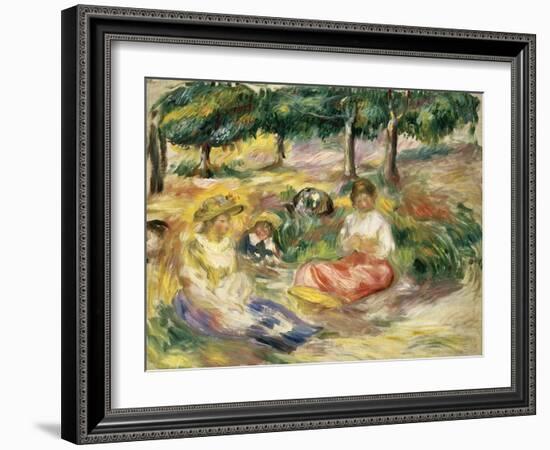 Three Young Women in a Park-Pierre-Auguste Renoir-Framed Giclee Print